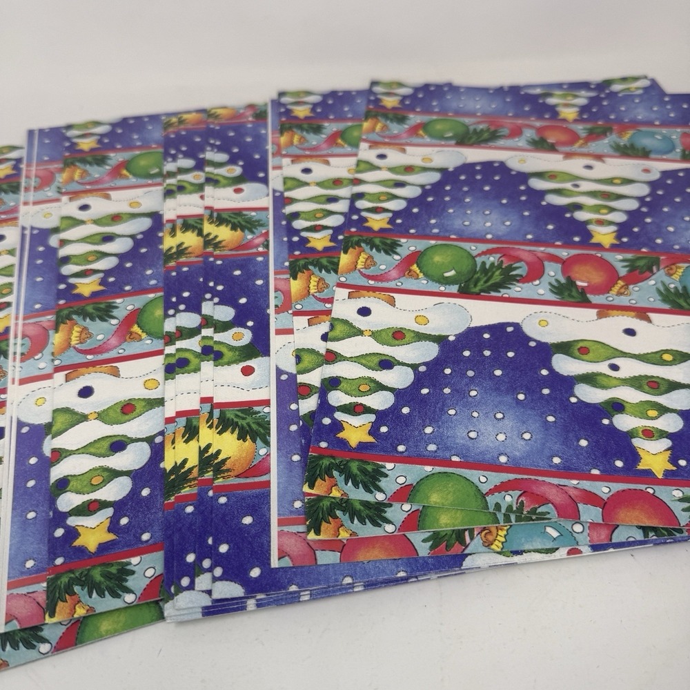 Vintage Christmas Wrapping Paper Gift‎ Wrap - Green Trees Ornament 12 - 19"x 46"